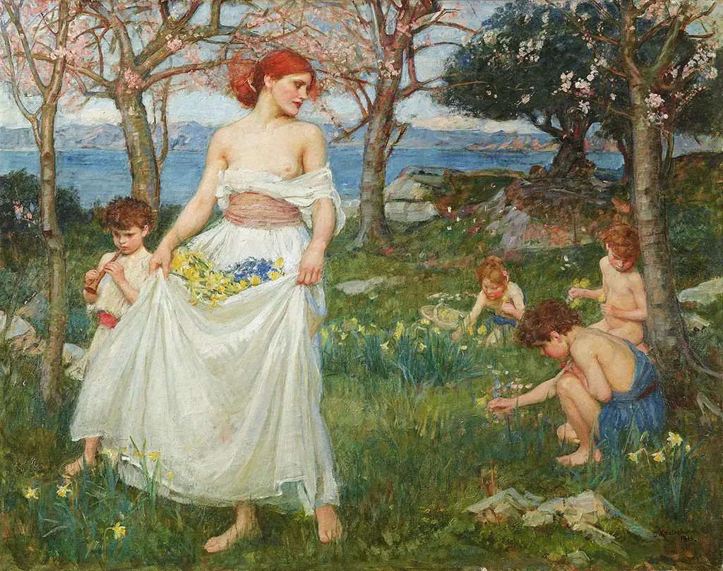 A Song of Springtime in Detail John William Waterhouse